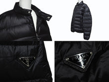 画像をギャラリービューアに読み込む, 極美品 PRADA プラダ トライアングルロゴ ダウンジャケット SGA462 ブラック ナイロン サイズ52 中古 4b007658