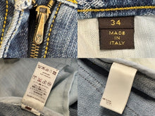 画像をギャラリービューアに読み込む, 極美品 LOUIS VUITTON ルイヴィトン デニムスカート 08SS RW081W WMSK01 CF7 モノグラムデニム コットン ブルー ゴールド金具 中古 4b007661