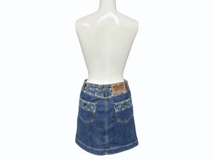 Mint condition LOUIS VUITTON denim skirt 08SS RW081W WMSK01 CF7 Monogram Denim Cotton Blue Gold Hardware Used 4b007661