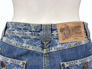 Mint condition LOUIS VUITTON denim skirt 08SS RW081W WMSK01 CF7 Monogram Denim Cotton Blue Gold Hardware Used 4b007661
