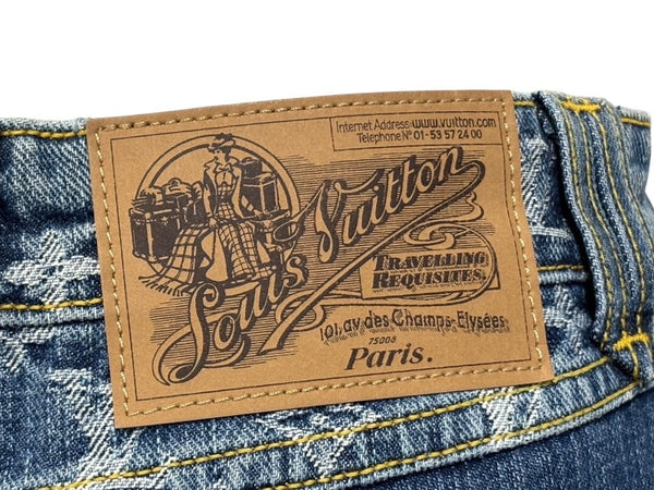 Mint condition LOUIS VUITTON denim skirt 08SS RW081W WMSK01 CF7 Monogram Denim Cotton Blue Gold Hardware Used 4b007661