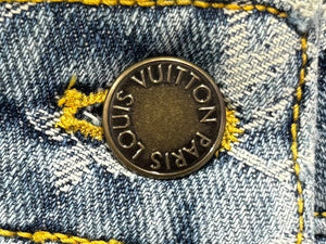 Mint condition LOUIS VUITTON denim skirt 08SS RW081W WMSK01 CF7 Monogram Denim Cotton Blue Gold Hardware Used 4b007661