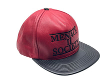 画像をギャラリービューアに読み込む, SUPREME シュプリーム MENACE Ⅱ SOCIETY キャップ 刺繍 レッド ブラック レザー 美品 中古 4b007666