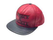 画像をギャラリービューアに読み込む, SUPREME シュプリーム MENACE Ⅱ SOCIETY キャップ 刺繍 レッド ブラック レザー 美品 中古 4b007666