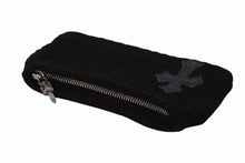 画像をギャラリービューアに読み込む, 極美品 CHROME HEARTS クロムハーツ ジッパーチェンジ ポーチ クロスパッチ レザー カシミヤ シルバー925 ブラック 中古 4b007681