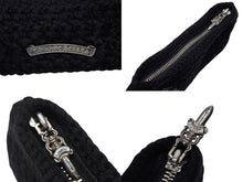 画像をギャラリービューアに読み込む, 極美品 CHROME HEARTS クロムハーツ ジッパーチェンジ ポーチ クロスパッチ レザー カシミヤ シルバー925 ブラック 中古 4b007681