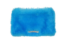 画像をギャラリービューアに読み込む, 新品未使用 CHROME HEARTS クロムハーツ ファーポーチ ダガージップ スクロールラベルロゴ金具 ブルー シルバー925 シルバー金具 中古 4b007682