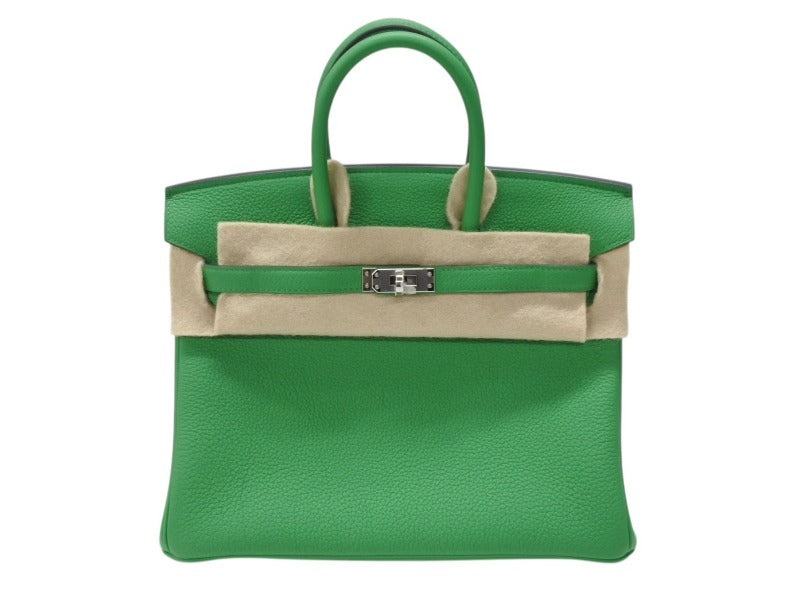 New and unused HERMES Handbag W engraved Birkin 25 Bamboo Silver Hardware Togo Used 4b007690
