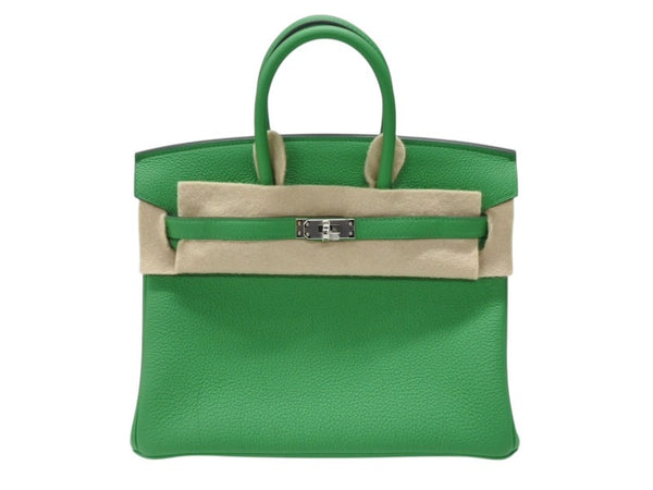 新品未使用 HERMES エルメス ハンドバッグ W刻印 バーキン25 バンブー シルバー金具 トゴ 中古 4b007690