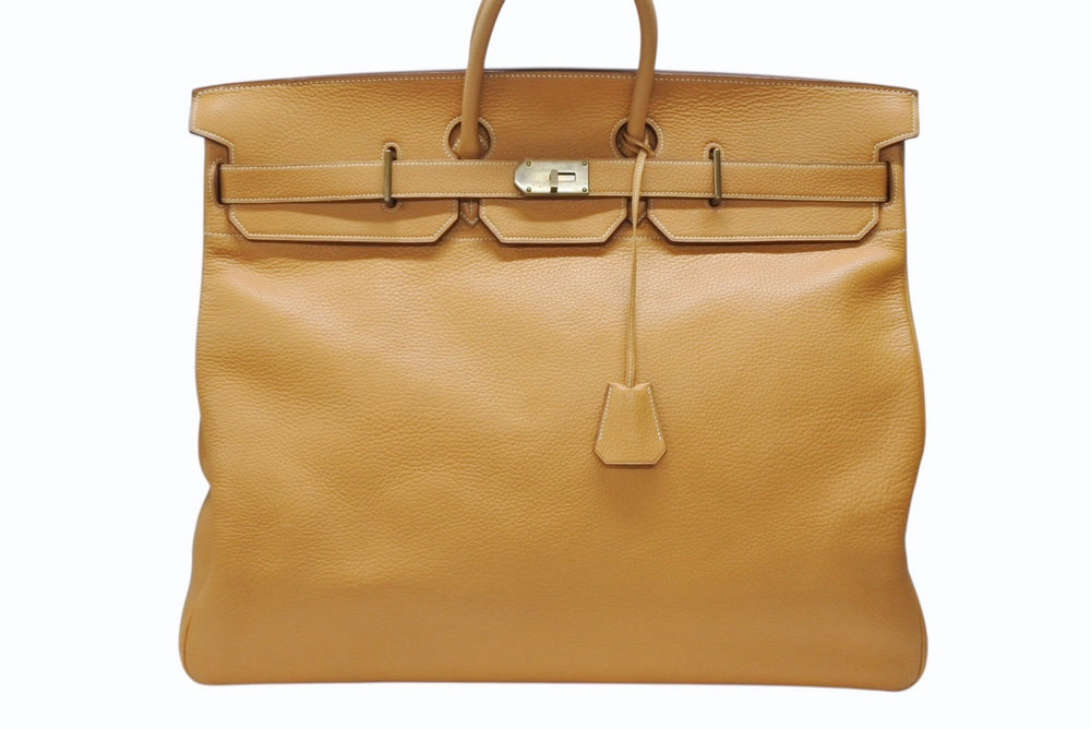 激レア HERMES エルメス Hac オータクロア55 ハンドバッグ アルデンヌ ナチュラル ブロンズ金具 ○T刻印 美品 中古 4b007696