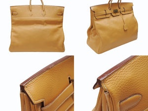 激レア HERMES エルメス Hac オータクロア55 ハンドバッグ アルデンヌ ナチュラル ブロンズ金具 ○T刻印 美品 中古 4b007696