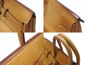 激レア HERMES エルメス Hac オータクロア55 ハンドバッグ アルデンヌ ナチュラル ブロンズ金具 ○T刻印 美品 中古 4b007696