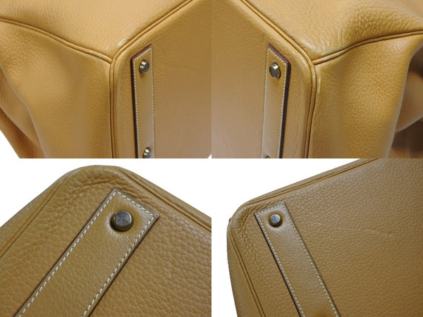 激レア HERMES エルメス Hac オータクロア55 ハンドバッグ アルデンヌ ナチュラル ブロンズ金具 ○T刻印 美品 中古 4b007696
