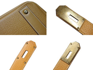 激レア HERMES エルメス Hac オータクロア55 ハンドバッグ アルデンヌ ナチュラル ブロンズ金具 ○T刻印 美品 中古 4b007696