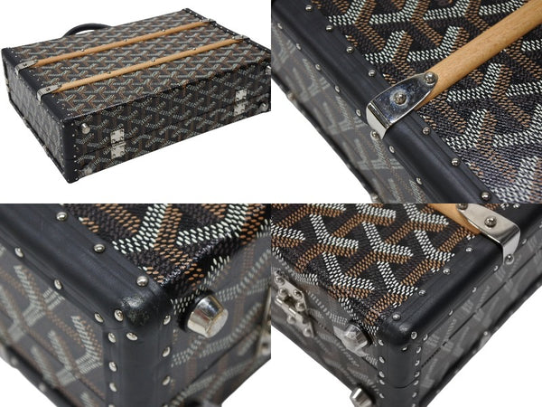 新品同様 GOYARD ゴヤール パラスMM トランクバッグ 定価1,012,000円 ブラック PVC レザー ハンドバッグ 中古 4b007706