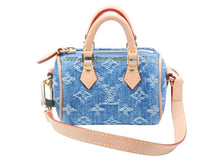 画像をギャラリービューアに読み込む, 新品同様 LOUIS VUITTON ルイヴィトン バッグチャーム ミクロ スピーディ M01701 LV リミックス モノグラム デニム ブルー 中古 4b007707