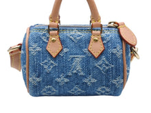 画像をギャラリービューアに読み込む, 新品同様 LOUIS VUITTON ルイヴィトン バッグチャーム ミクロ スピーディ M01701 LV リミックス モノグラム デニム ブルー 中古 4b007707