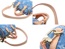 画像をギャラリービューアに読み込む, 新品同様 LOUIS VUITTON ルイヴィトン バッグチャーム ミクロ スピーディ M01701 LV リミックス モノグラム デニム ブルー 中古 4b007707