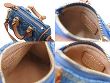 画像をギャラリービューアに読み込む, 新品同様 LOUIS VUITTON ルイヴィトン バッグチャーム ミクロ スピーディ M01701 LV リミックス モノグラム デニム ブルー 中古 4b007707