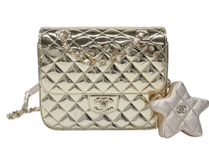 Unused CHANEL Matelasse patent leather chain backpack gold random plate AS4649 gold hardware used 4b007708