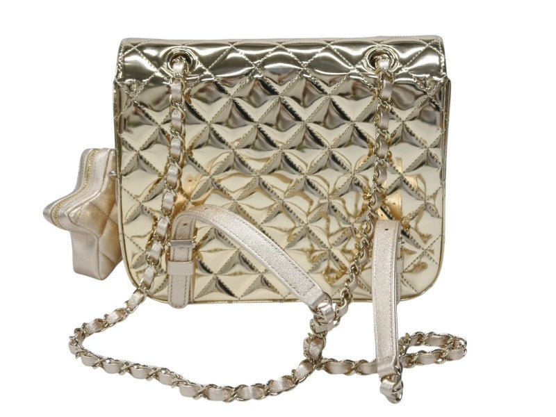 未使用 CHANEL シャネル マトラッセ パテントレザー チェーンリュック ゴールド ランダムプレート AS4649 ゴールド金具 中古 4b007708