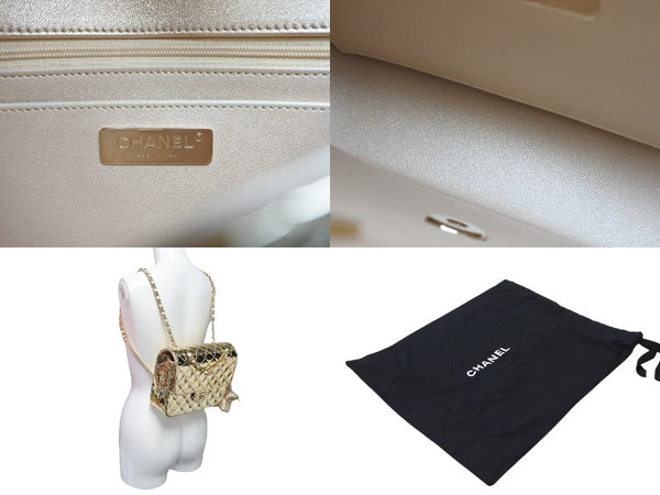 Unused CHANEL Matelasse patent leather chain backpack gold random plate AS4649 gold hardware used 4b007708