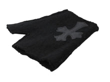 画像をギャラリービューアに読み込む, CHROME HEARTS クロムハーツ ミッティング フィンガーレスグローブ クロスパッチ 指切り手袋 ブラック カシミヤ レザー 美品 中古 4b007713