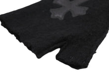 画像をギャラリービューアに読み込む, CHROME HEARTS クロムハーツ ミッティング フィンガーレスグローブ クロスパッチ 指切り手袋 ブラック カシミヤ レザー 美品 中古 4b007713