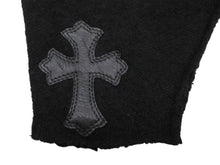 画像をギャラリービューアに読み込む, CHROME HEARTS クロムハーツ ミッティング フィンガーレスグローブ クロスパッチ 指切り手袋 ブラック カシミヤ レザー 美品 中古 4b007713