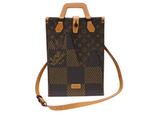 画像をギャラリービューアに読み込む, 極美品 LOUIS VUITTON ルイヴィトン NIGO LVスクエアード トートバッグ N40355 ブラウン PVC レザー ブラック金具 中古 4b007719