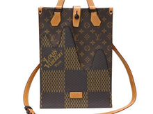 画像をギャラリービューアに読み込む, 極美品 LOUIS VUITTON ルイヴィトン NIGO LVスクエアード トートバッグ N40355 ブラウン PVC レザー ブラック金具 中古 4b007719