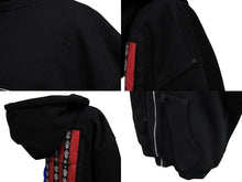 画像をギャラリービューアに読み込む, CHROME HEARTS クロムハーツ 星条旗 ジップ パーカー ブラック サーマル フーディ― シルバー金具 サイズM 美品 中古 4b007720