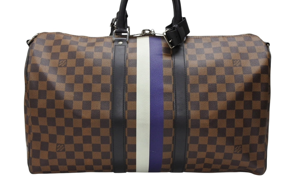 LOUIS VUITTON Boston Bag Keepall Bandouliere 45 Chapman Brothers Damier Canvas Brown N42700 PVC Leather Silver Hardware Good Condition Used 4b007725