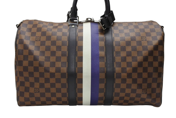 LOUIS VUITTON ルイヴィトン ボストン バッグ キーポル バンドリエール 45 チャップマン ブラザーズ ダミエ キャンバス ブラウン N42700 PVC レザー シルバー金具 美品 中古 4b007725