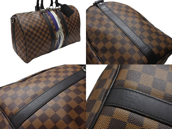 LOUIS VUITTON ルイヴィトン ボストン バッグ キーポル バンドリエール 45 チャップマン ブラザーズ ダミエ キャンバス ブラウン N42700 PVC レザー シルバー金具 美品 中古 4b007725
