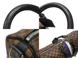 LOUIS VUITTON ルイヴィトン ボストン バッグ キーポル バンドリエール 45 チャップマン ブラザーズ ダミエ キャンバス ブラウン N42700 PVC レザー シルバー金具 美品 中古 4b007725