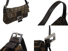 画像をギャラリービューアに読み込む, FENDI フェンディ マンマバケット ワンショルダーバッグ 3505 26424 008 ズッカ柄 キャンバス レザー ブラウン シルバー金具 美品 中古 4b007734