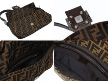 画像をギャラリービューアに読み込む, FENDI フェンディ マンマバケット ワンショルダーバッグ 26424 ズッカ柄 キャンバス レザー ブラウン シルバー金具 美品 中古 4b007735