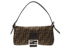 画像をギャラリービューアに読み込む, 極美品 FENDI フェンディ マンマバケット ワンショルダーバッグ 26424 ズッカ柄 キャンバス レザー ブラウン シルバー金具 中古 4b007739