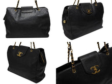 画像をギャラリービューアに読み込む, CHANEL シャネル スーパーモデル チェーン ショルダーバッグ ココマーク キャビアスキン ゴールド金具 ブラック 美品 中古 4b007741