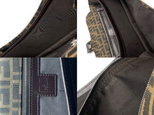 画像をギャラリービューアに読み込む, 極美品 FENDI フェンディ マンマバケット ワンショルダーバッグ キャンバス レザー ブラウン シルバー金具 中古 4b007745