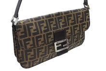 画像をギャラリービューアに読み込む, 極美品 FENDI フェンディ マンマバケット ワンショルダーバッグ キャンバス レザー ブラウン シルバー金具 中古 4b007745