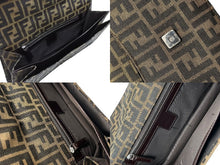 画像をギャラリービューアに読み込む, 極美品 FENDI フェンディ マンマバケット ワンショルダーバッグ キャンバス レザー ブラウン シルバー金具 中古 4b007745