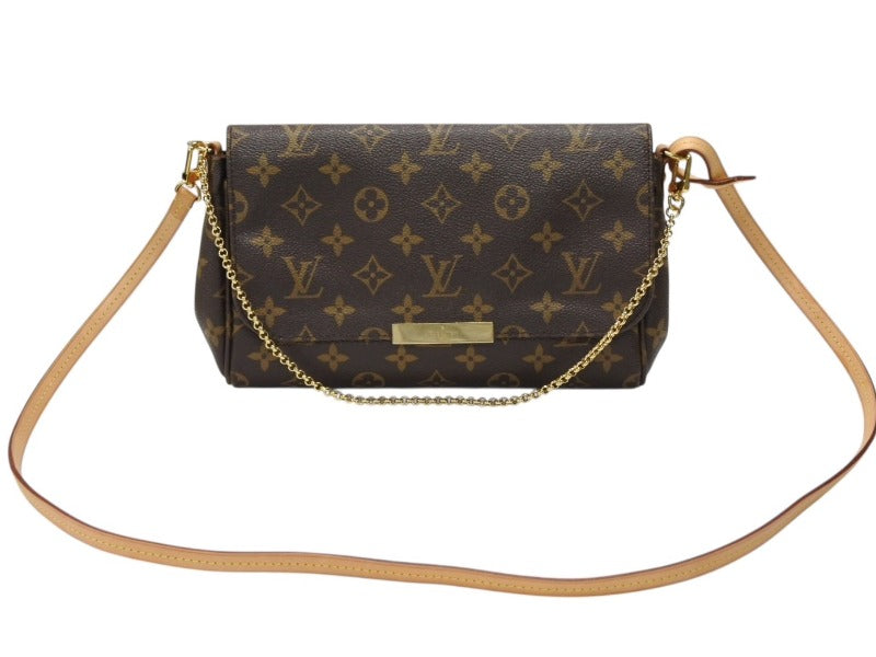 Very Good Condition LOUIS VUITTON Monogram Favorite MM Shoulder Bag M40718 Brown Gold Hardware Used 4b007748