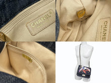 画像をギャラリービューアに読み込む, 極美品 CHANEL シャネル 夜行飛行 チェーンショルダーバッグ A31929 10番台 ココマーク デニム ネイビー パッチ 刺繍 ゴールド金具 中古 4b007750