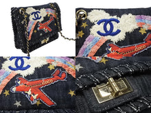画像をギャラリービューアに読み込む, 極美品 CHANEL シャネル 夜行飛行 チェーンショルダーバッグ A31929 10番台 ココマーク デニム ネイビー パッチ 刺繍 ゴールド金具 中古 4b007750