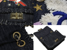 画像をギャラリービューアに読み込む, 極美品 CHANEL シャネル 夜行飛行 チェーンショルダーバッグ A31929 10番台 ココマーク デニム ネイビー パッチ 刺繍 ゴールド金具 中古 4b007750