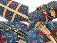 画像をギャラリービューアに読み込む, 新品同様 LOUIS VUITTON ルイヴィトン LV × TM キーポル バンドリエール 45 チェリー デニム モノグラム 村上隆 M13875 中古 4b007753