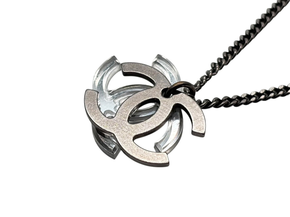 CHANEL Double here mark necklace 09A stamp Weight 11.0g Clear logo Silver hardware Good condition Used 4b007758