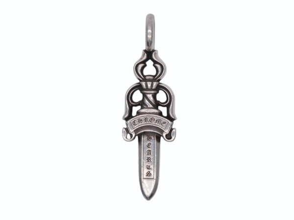 CHROME HEARTS クロムハーツ ダブルダガー ペンダント シルバーネックレストップ シルバー925 21.8g 美品 中古 4b007765